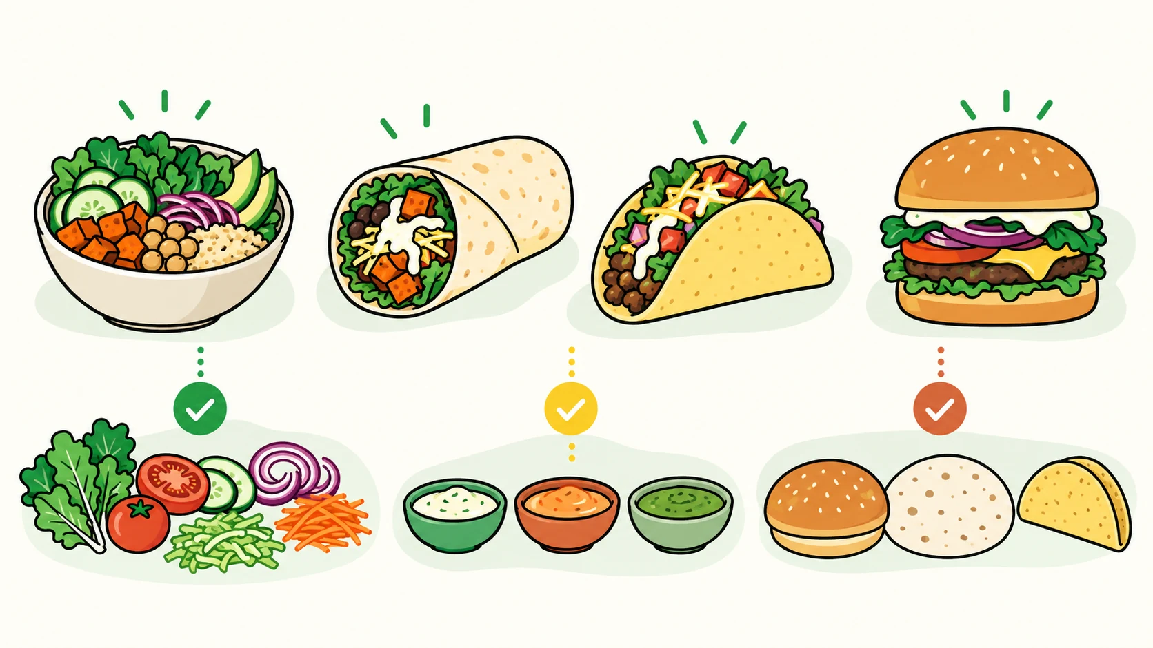 keto fast food options editorial illustration