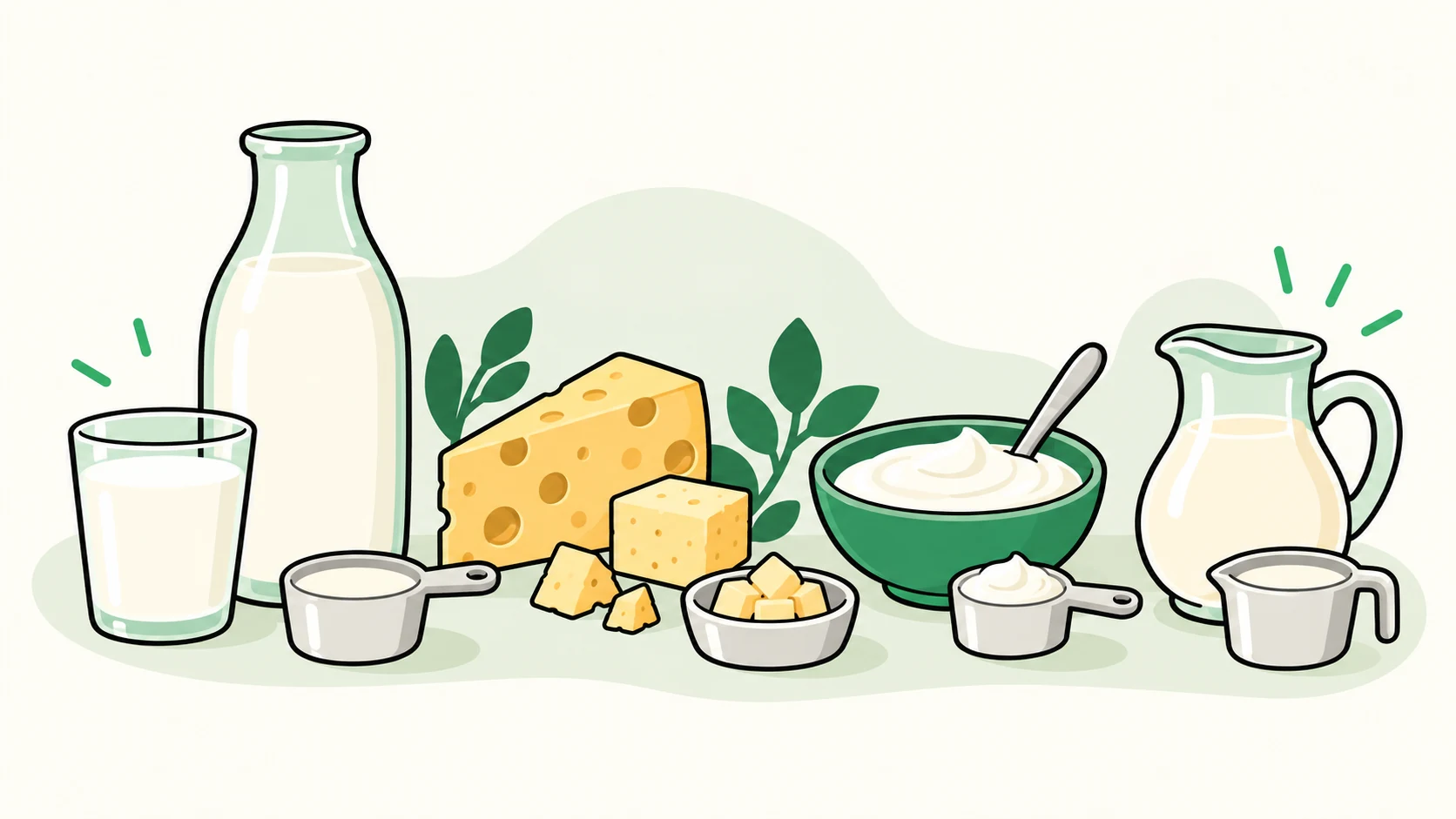 Different dairy forms with portion context