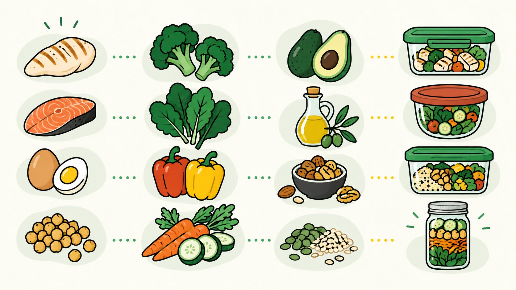 A flexible meal prep component and storage map
