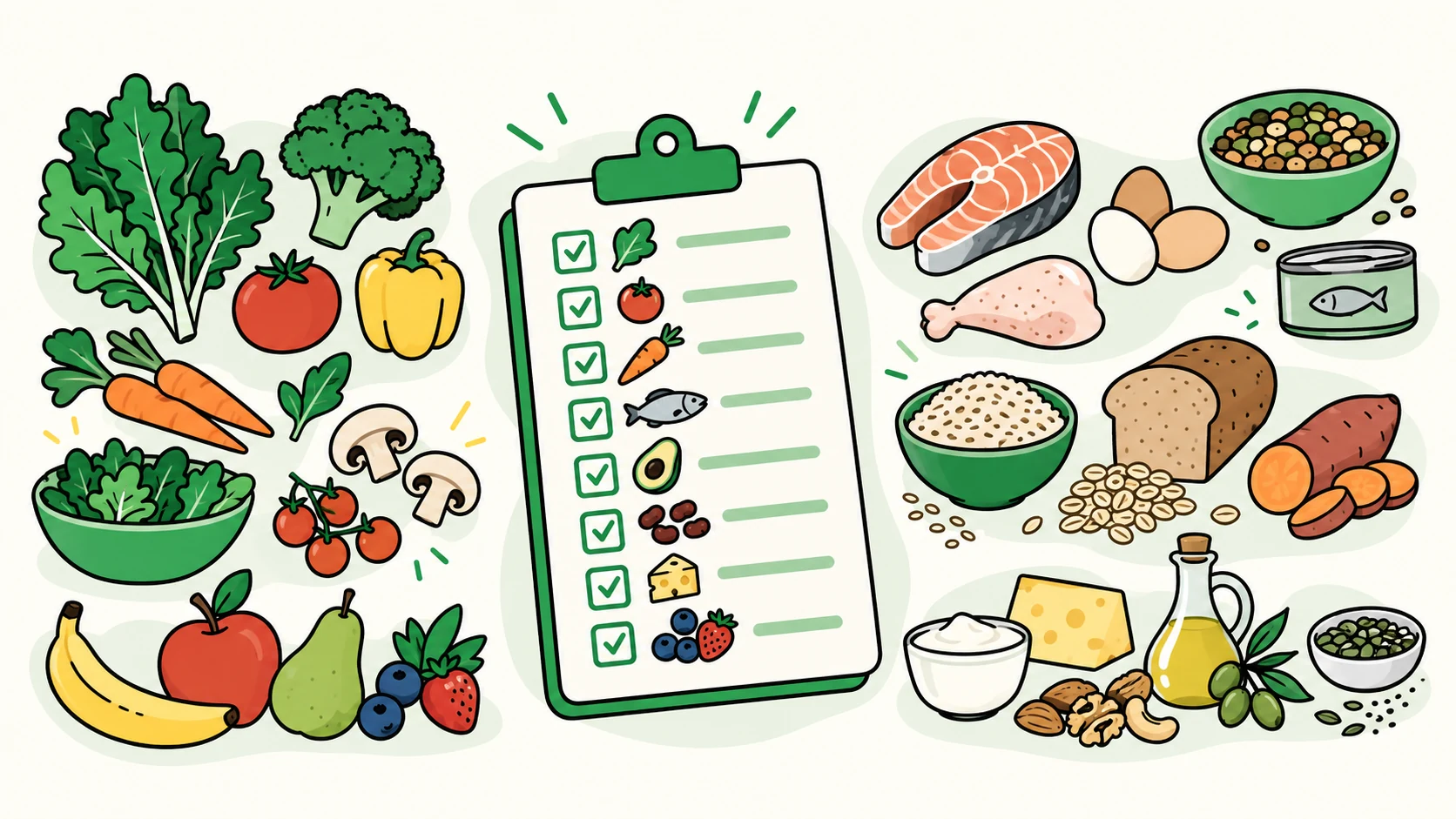 glp 1 grocery list editorial illustration