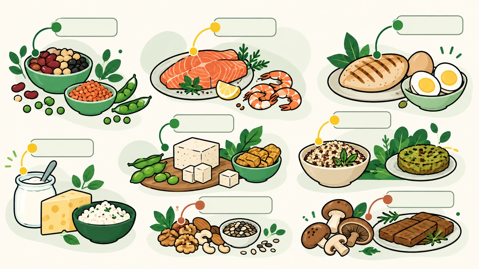 low carb high protein foods editorial illustration