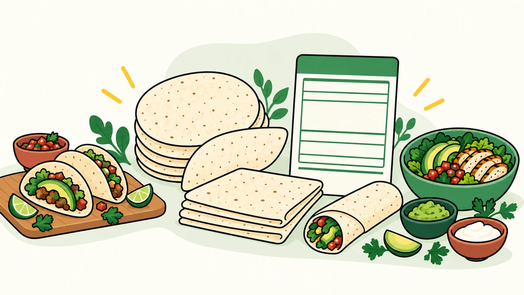 best low carb tortillas editorial illustration