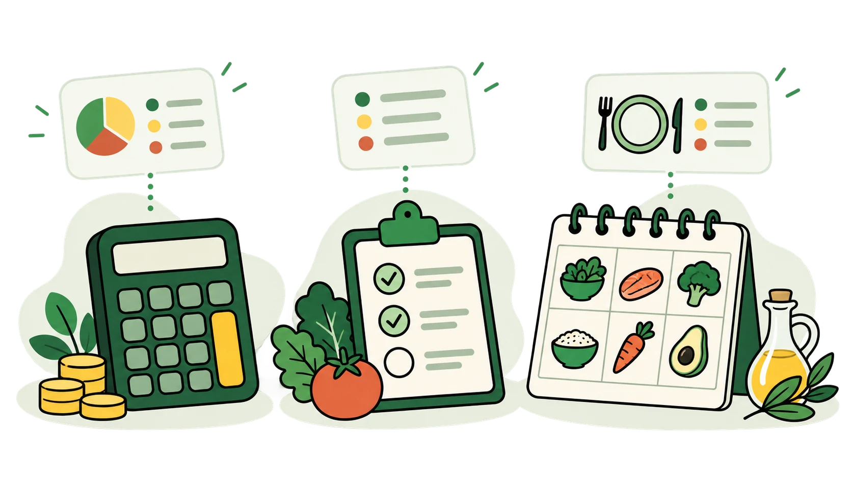 Transparent calculators, checkers, and planners grouped by purpose