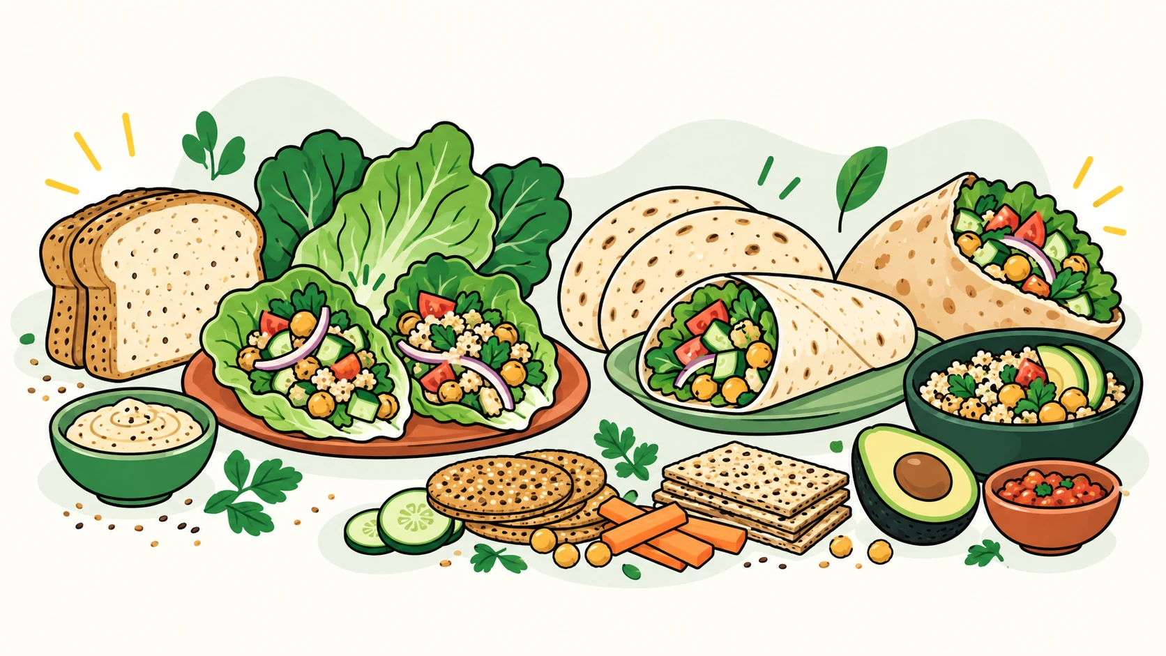 low carb bread substitute editorial illustration