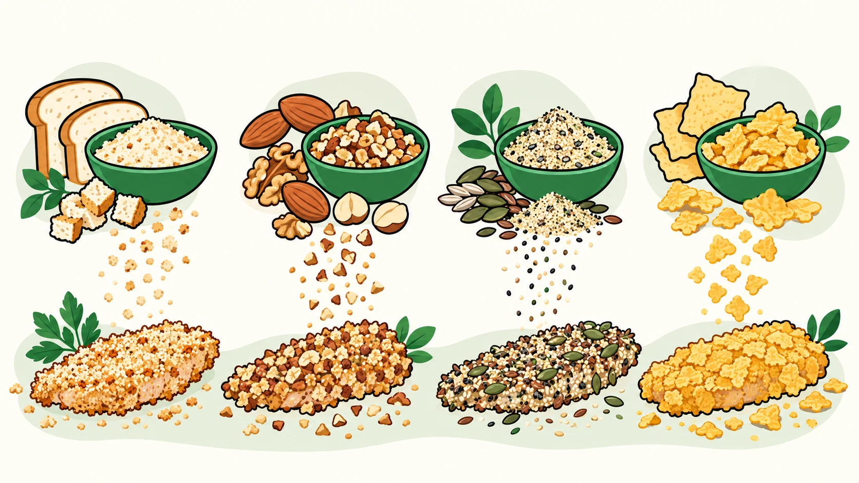 low carb breadcrumb substitute editorial illustration
