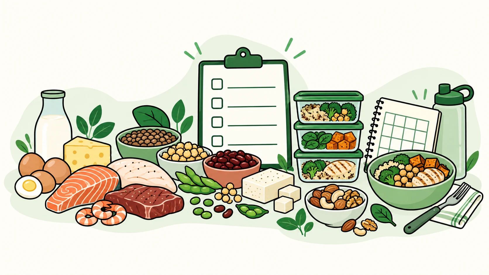 Protein-source variety, label context, and flexible planning illustration