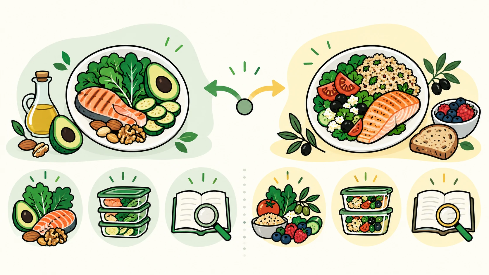 dirty keto vs clean keto editorial illustration