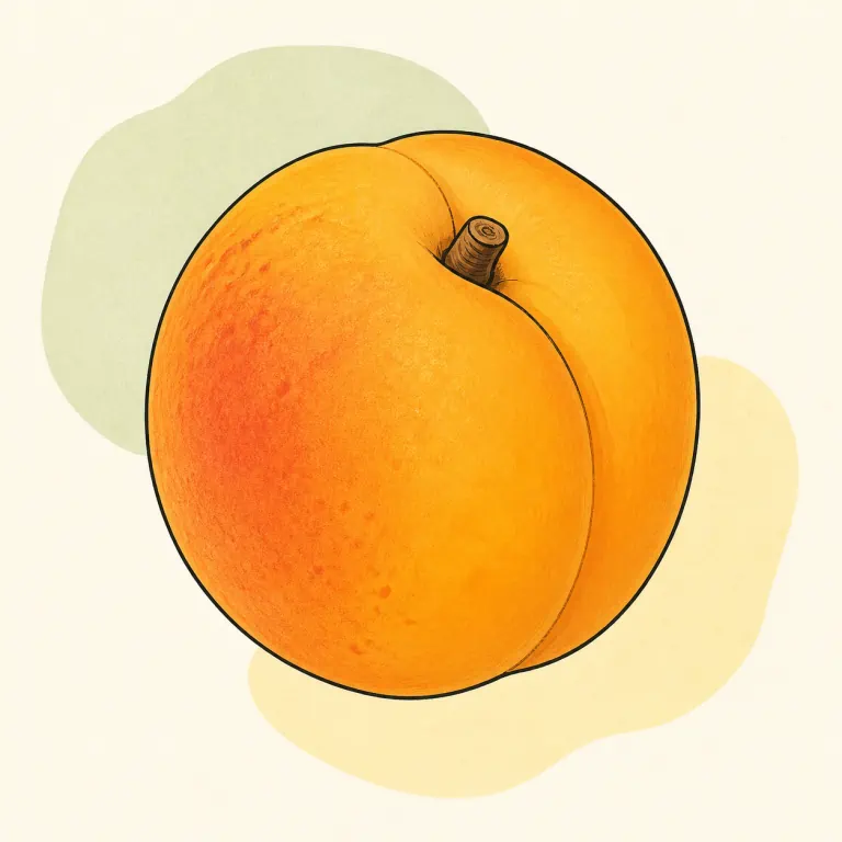 Hand-drawn editorial illustration of Apricot, raw.