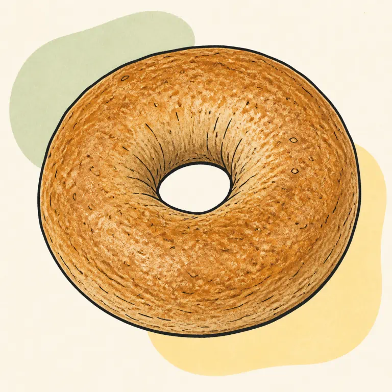 Hand-drawn editorial illustration of Bagel, wheat.