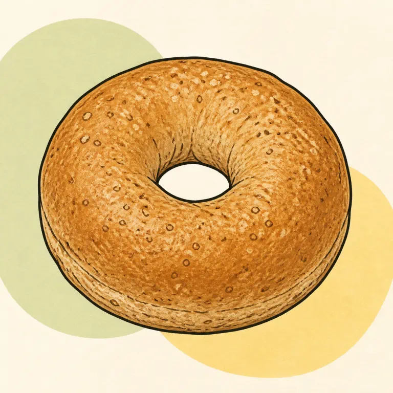 Hand-drawn editorial illustration of Bagel, whole grain white.