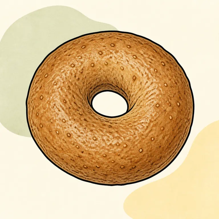 Hand-drawn editorial illustration of Bagel, whole wheat.