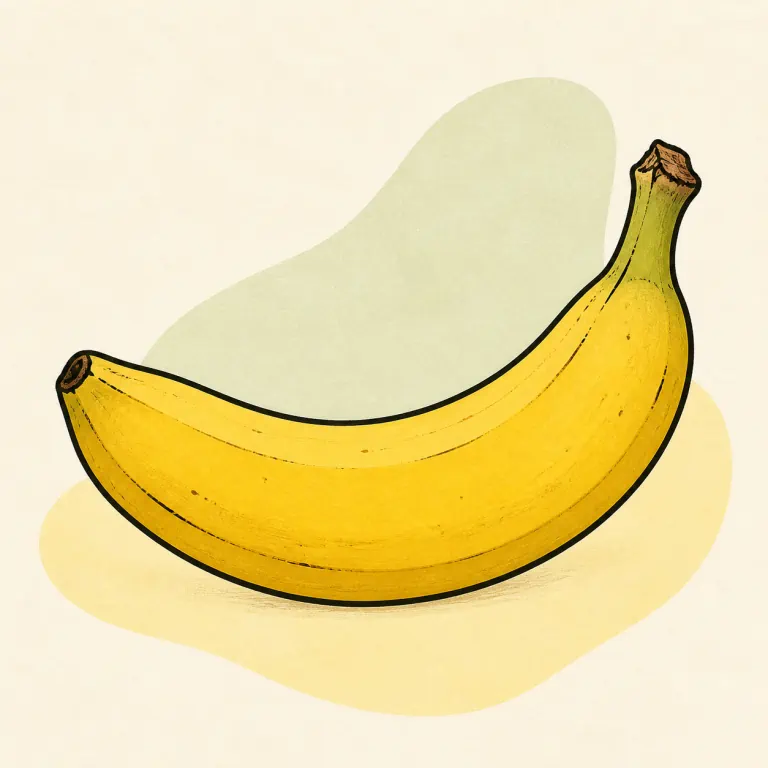 Hand-drawn editorial illustration of Banana, raw.