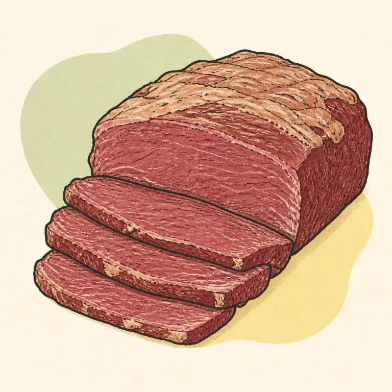Hand-drawn editorial illustration of Beef, corned.