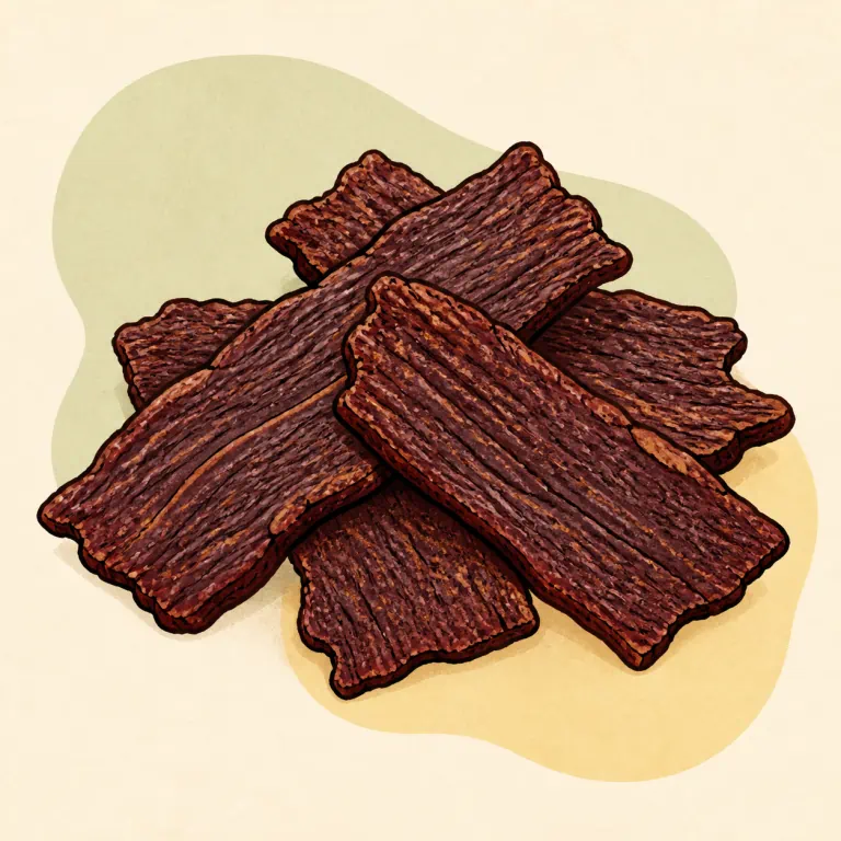 Hand-drawn editorial illustration of Beef jerky.