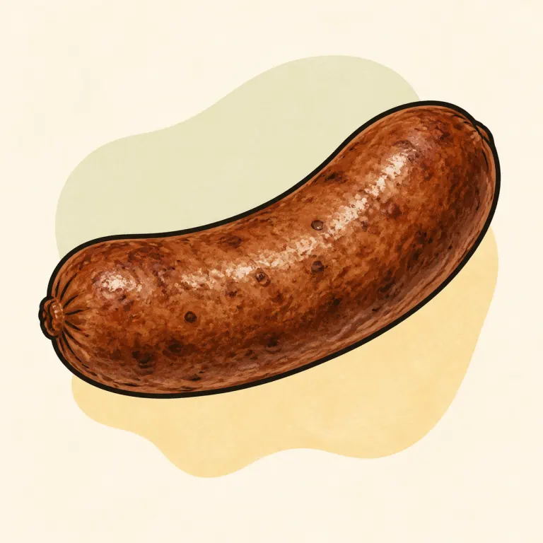 Hand-drawn editorial illustration of Beef sausage.