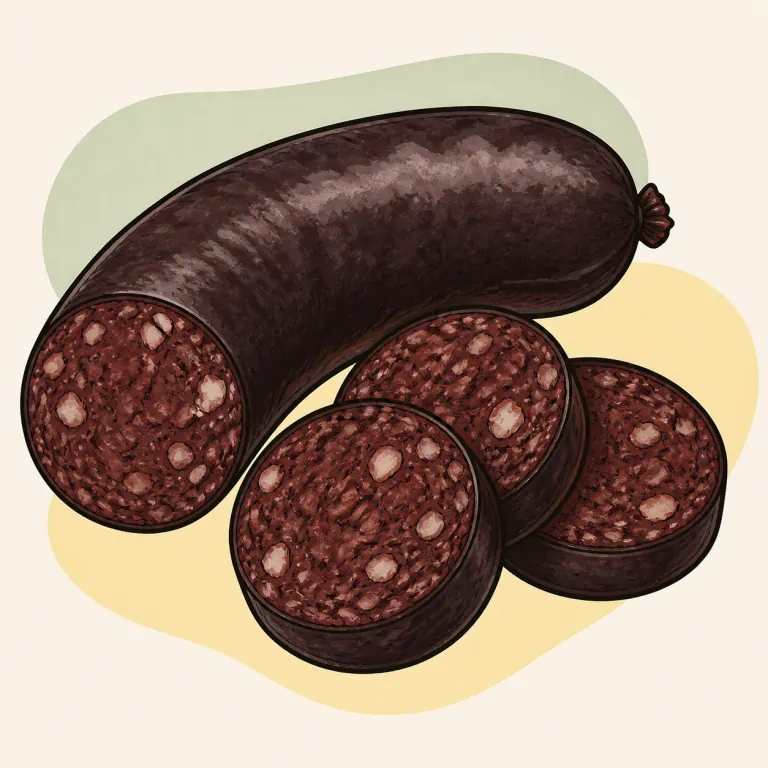Hand-drawn editorial illustration of Blood sausage.