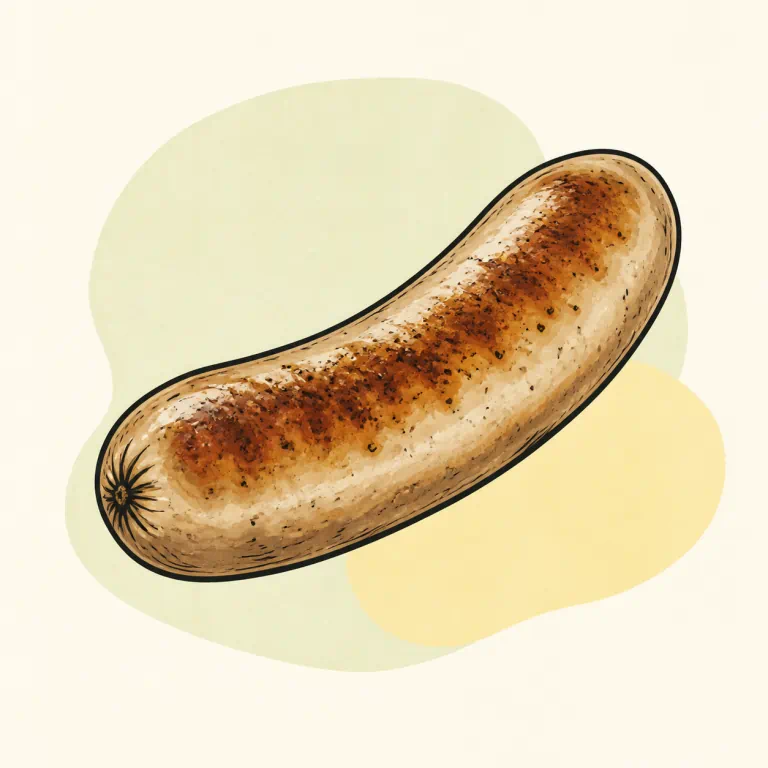 Hand-drawn editorial illustration of Bratwurst.