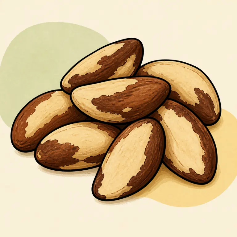 Hand-drawn editorial illustration of Brazil nuts.