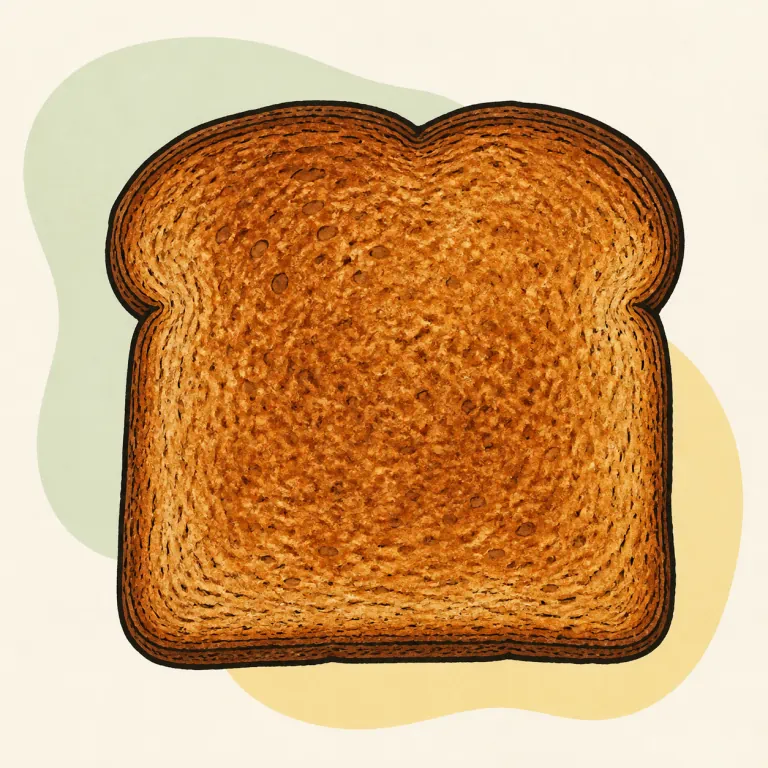 Hand-drawn editorial illustration of Bread, French or Vienna, whole wheat, toasted.