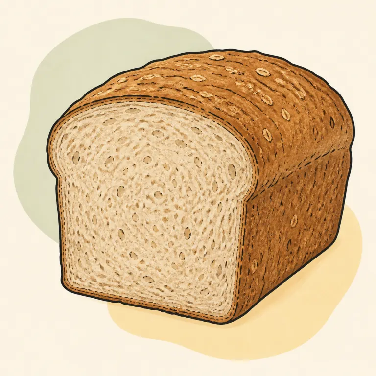 Hand-drawn editorial illustration of Bread, whole grain white.