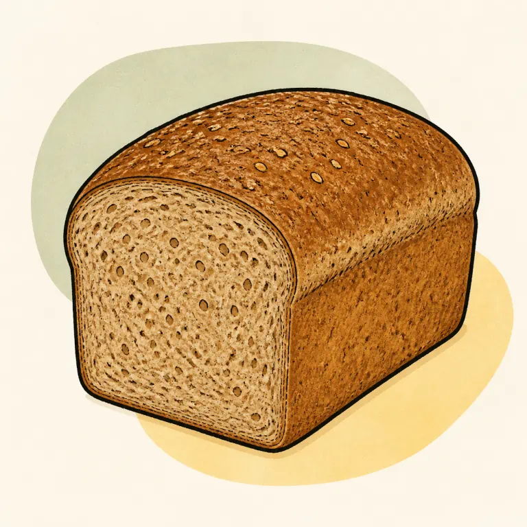 Hand-drawn editorial illustration of Bread, whole wheat.