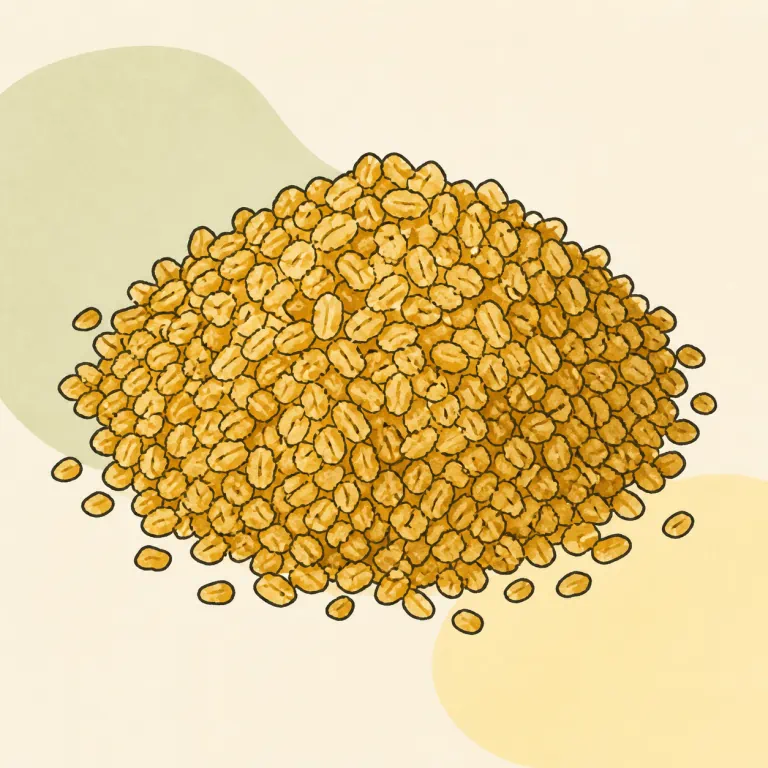 Hand-drawn editorial illustration of Bulgur, no added fat.