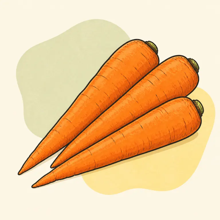 Hand-drawn editorial illustration of Carrots, raw.