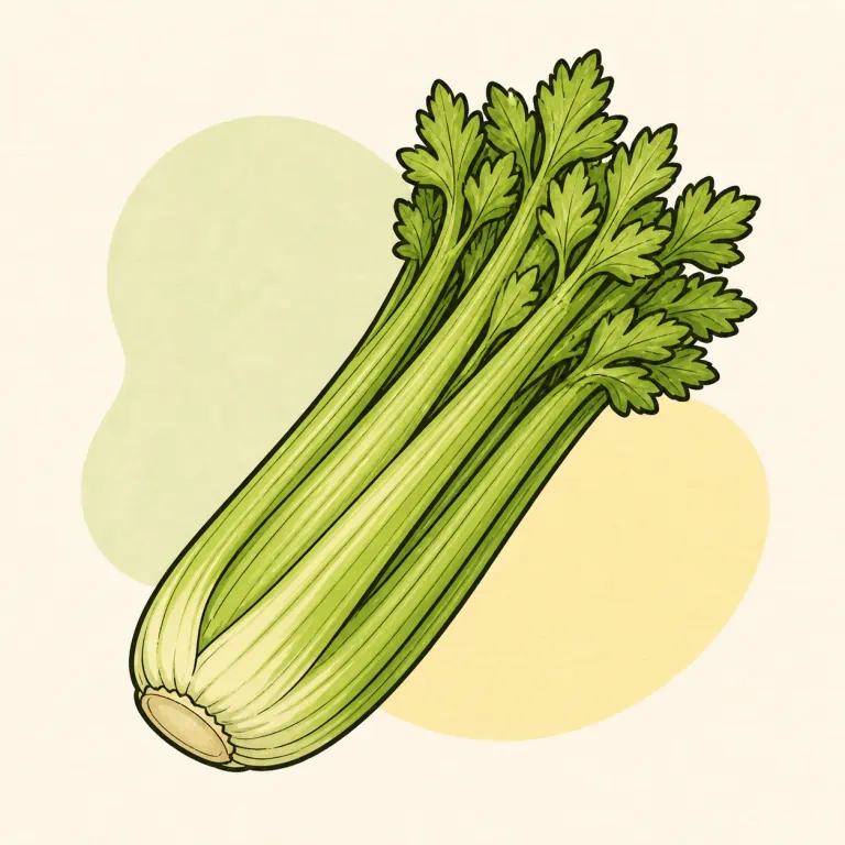 Hand-drawn editorial illustration of Celery, raw.