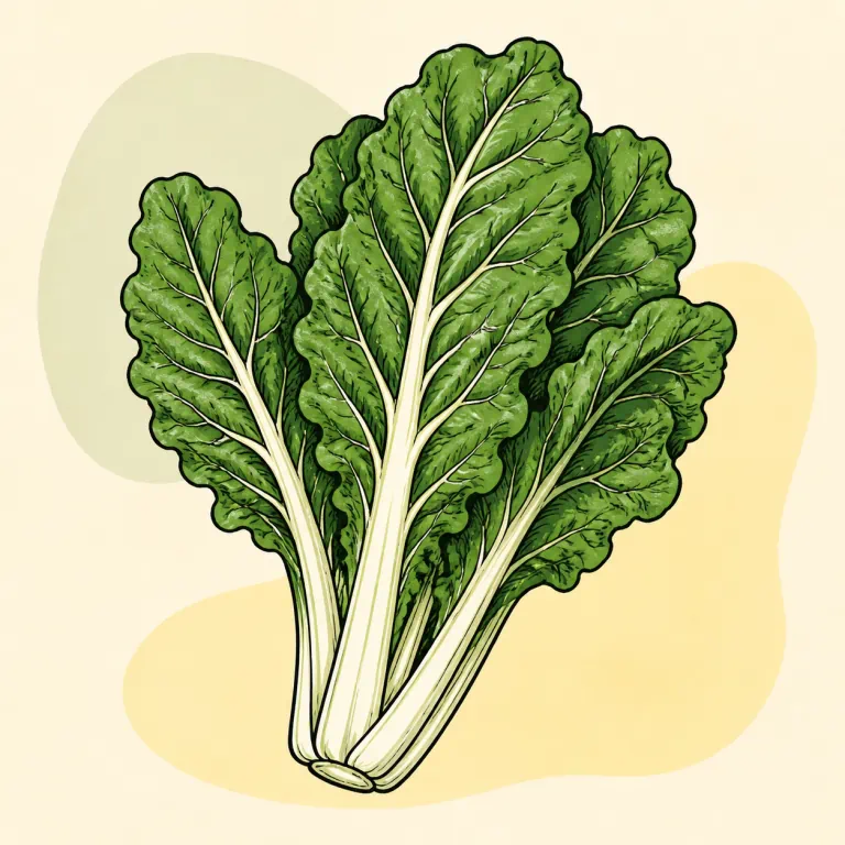 Hand-drawn editorial illustration of Chard, raw.
