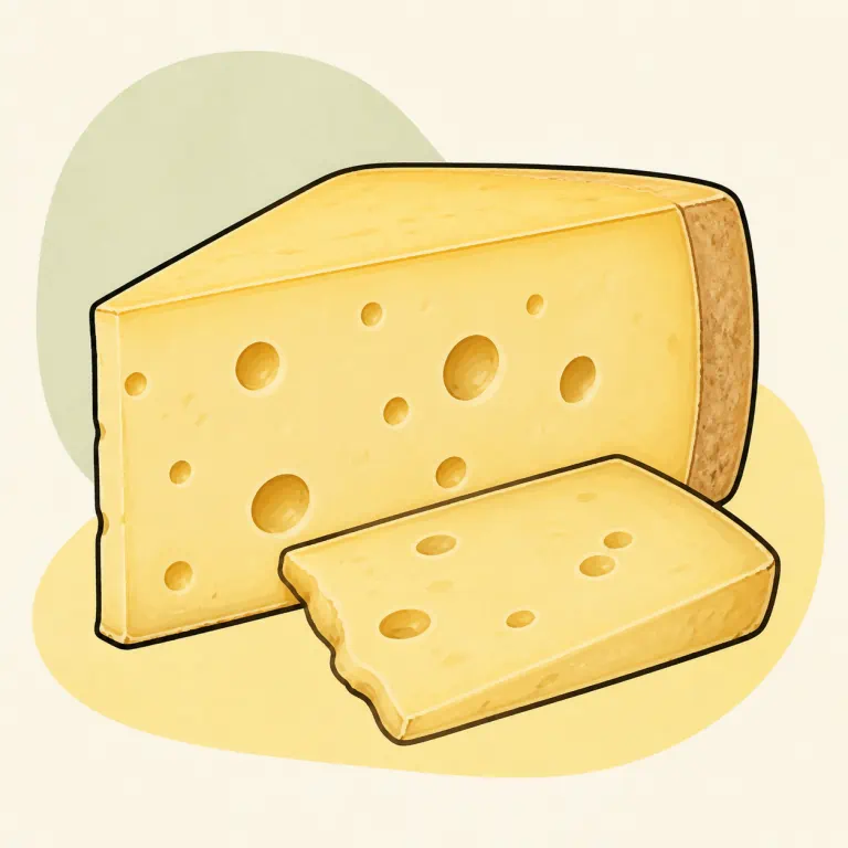 Hand-drawn editorial illustration of Cheese, Gruyere.