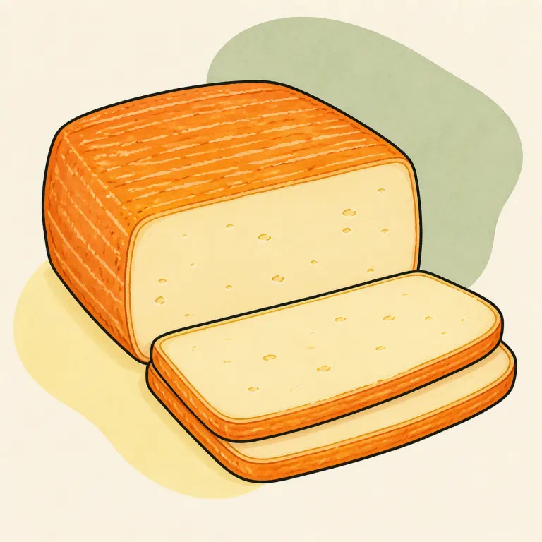 Hand-drawn editorial illustration of Cheese, Muenster.