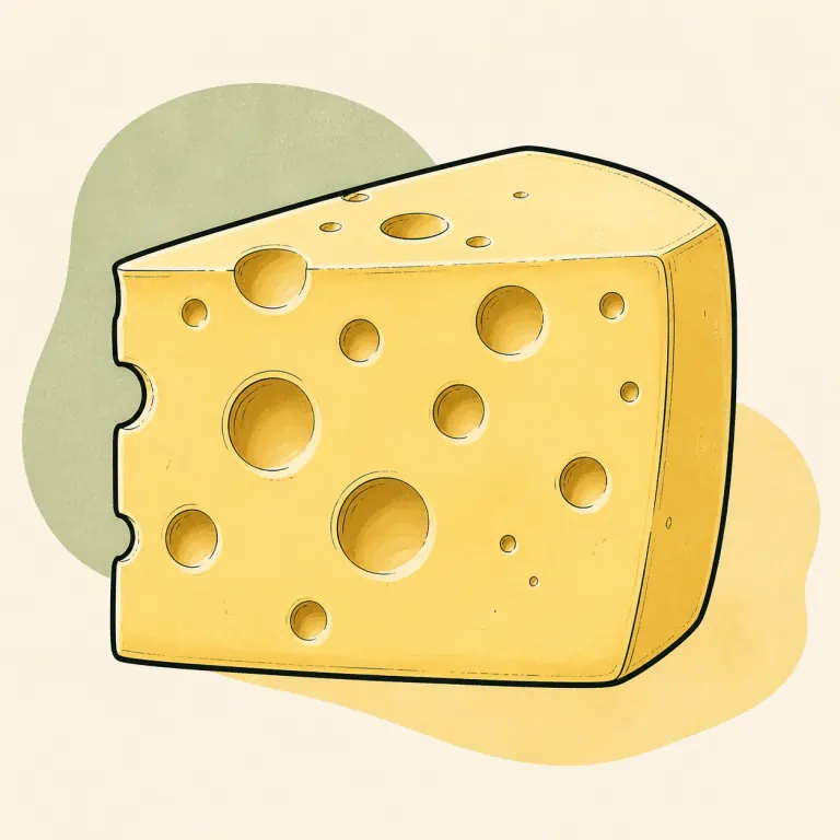 Hand-drawn editorial illustration of Cheese, Swiss.
