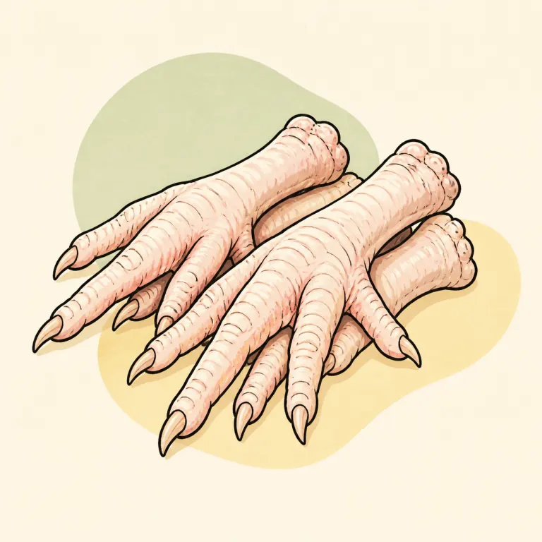 Hand-drawn editorial illustration of Chicken feet.