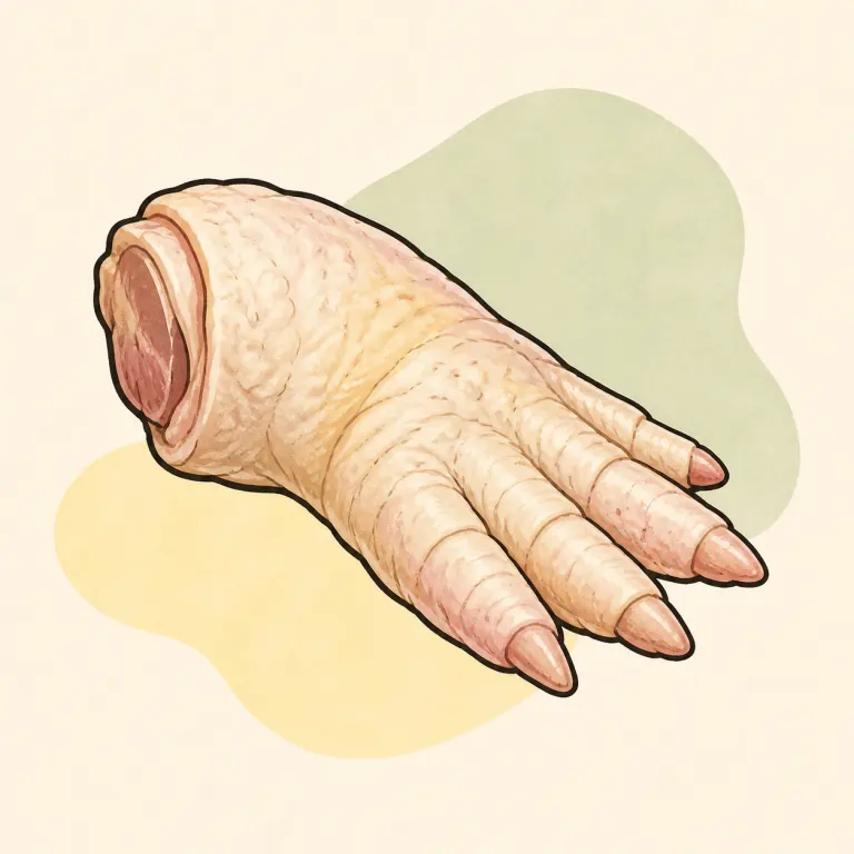Hand-drawn editorial illustration of Chicken, tail.