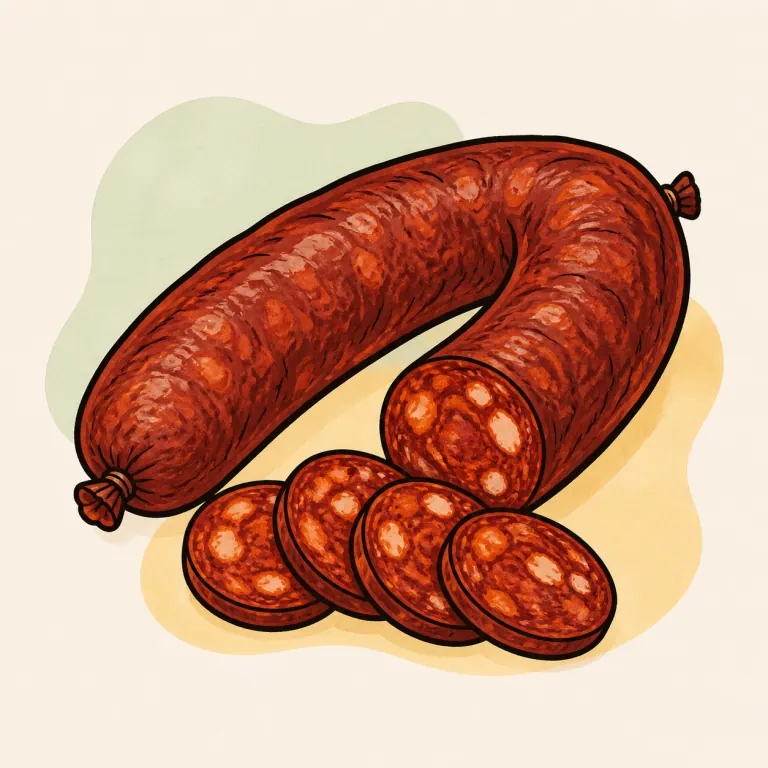 Hand-drawn editorial illustration of Chorizo.