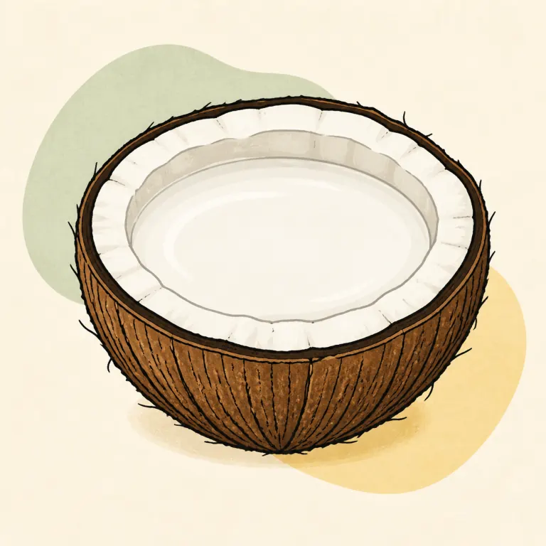 Hand-drawn editorial illustration of Coconut milk.
