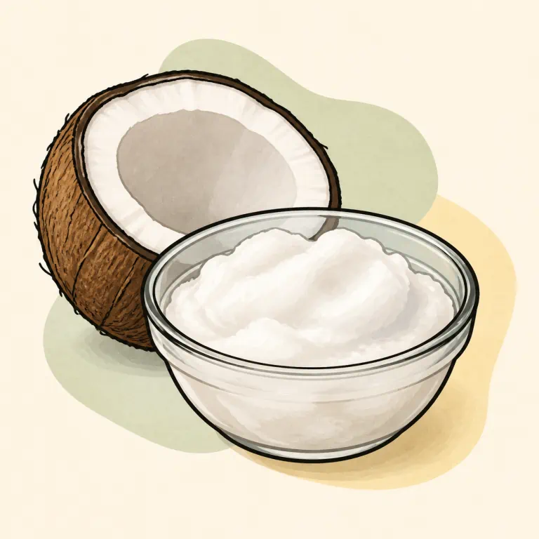Hand-drawn editorial illustration of Coconut oil.