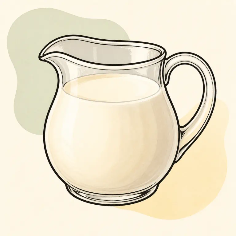Hand-drawn editorial illustration of Coffee creamer, liquid.
