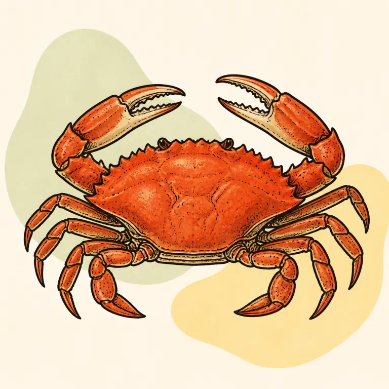 Hand-drawn editorial illustration of Crab.