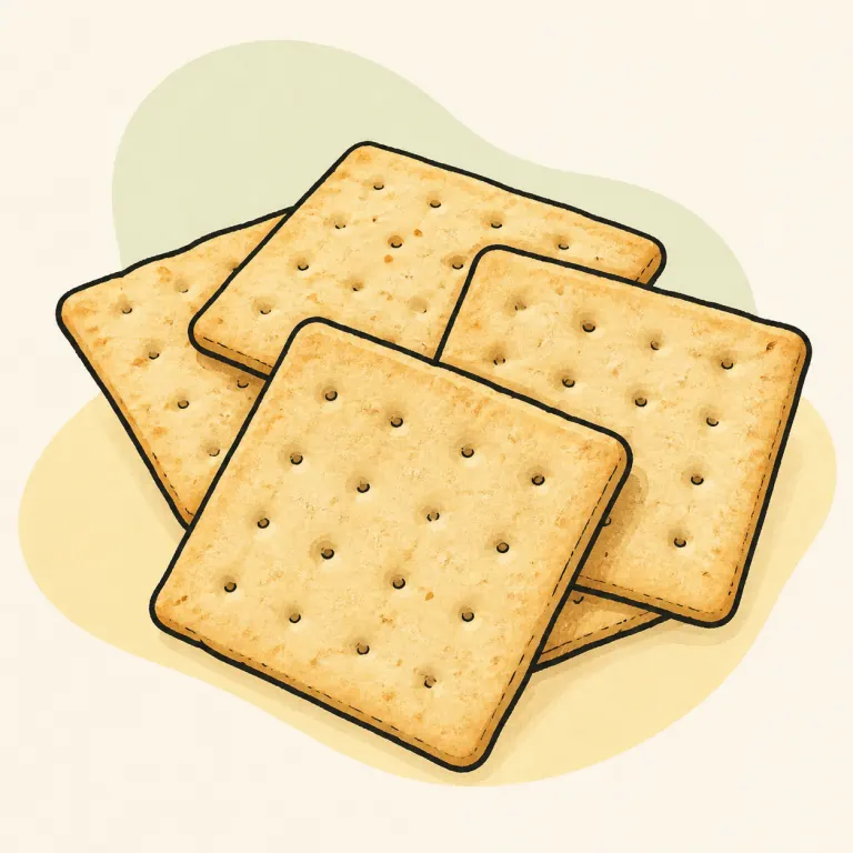 Hand-drawn editorial illustration of Crackers, gluten free, plain.