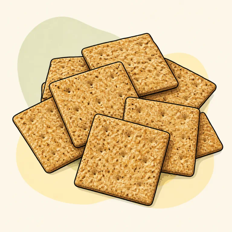 Hand-drawn editorial illustration of Crackers, wheat, plain (Wheat Thins).
