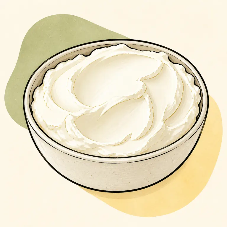 Hand-drawn editorial illustration of Cream cheese, regular, plain.