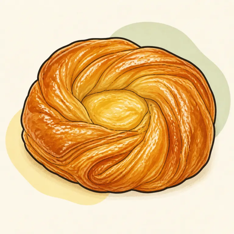 Hand-drawn editorial illustration of Danish pastry, plain or spice.