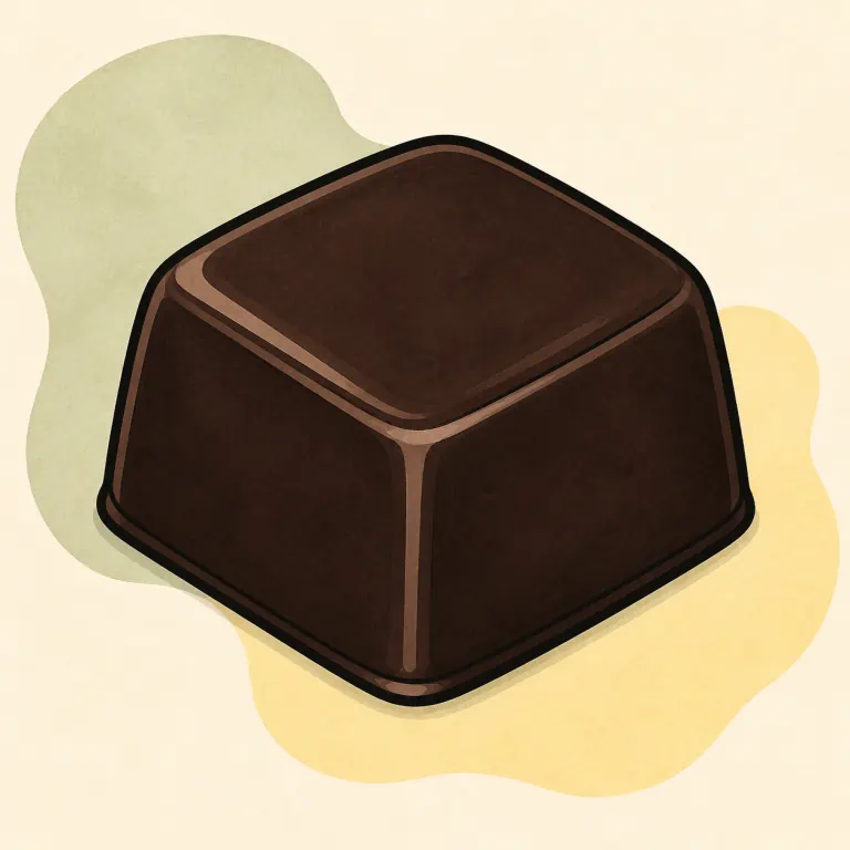 Hand-drawn editorial illustration of Dark chocolate candy.