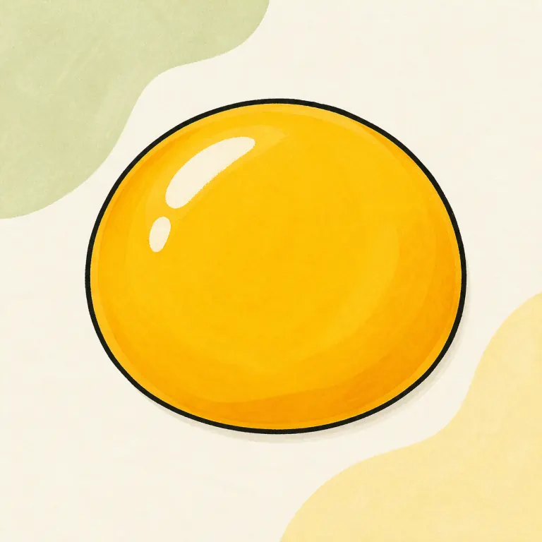 Hand-drawn editorial illustration of Egg, yolk only, raw.