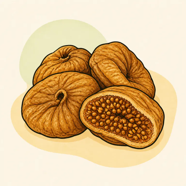 Hand-drawn editorial illustration of Fig, dried.