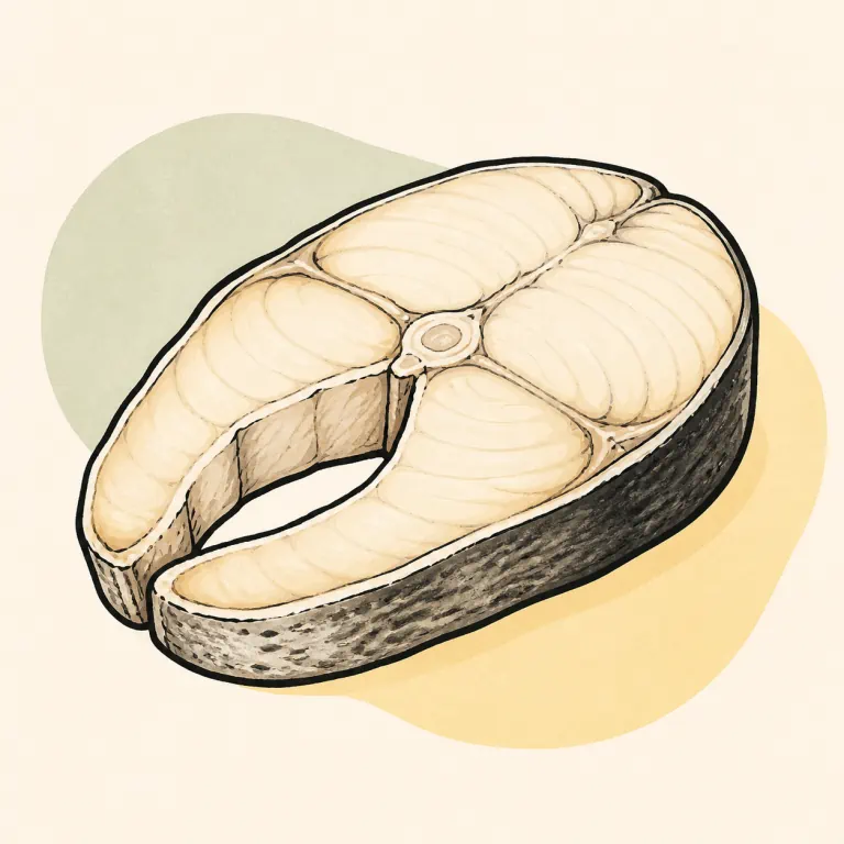 Hand-drawn editorial illustration of Fish, catfish, steamed.