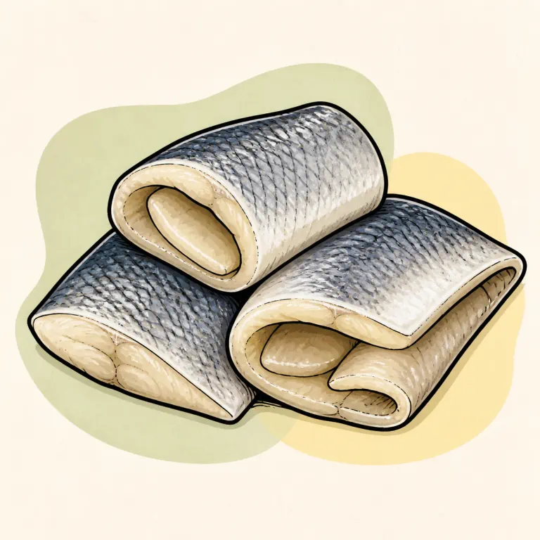 Hand-drawn editorial illustration of Fish, pickled.