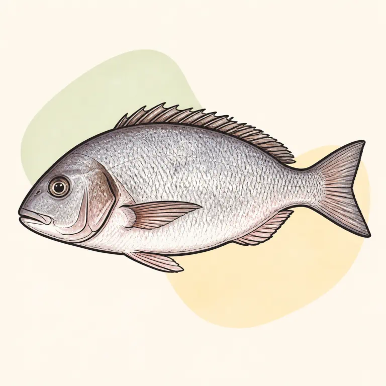 Hand-drawn editorial illustration of Fish, raw.