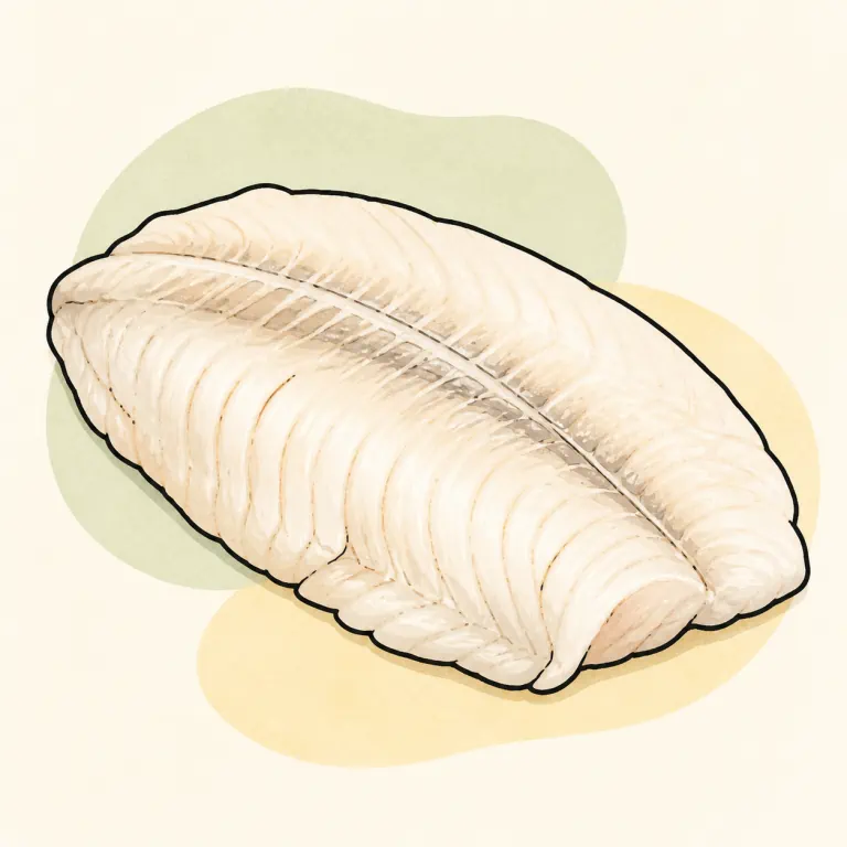 Hand-drawn editorial illustration of Fish, tilapia, steamed.